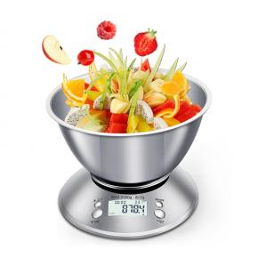 YHKS-020 Alarm Timer 2.5L Volume Bowl Digital Scale Stainless Steel Food Kitchen Scale for Cooking and Baking